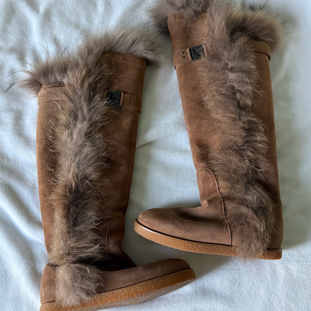 (EUC AS-IS) UGG Koolaburra Sasha II Tall Fox Fur Boots